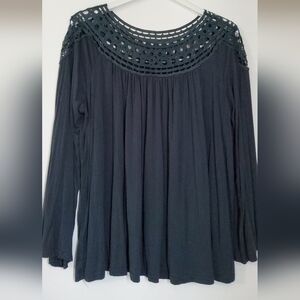 Amaryllis Steel Green Soft Crochet Neck Swing Top, XXL, 18-22